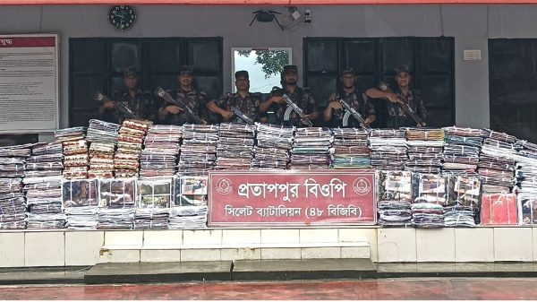 সিলেট সীমান্তে বিজিবি অভিযানে দেড় কোটি টাকার ভারতীয় চোরাই পন্য জব্দ